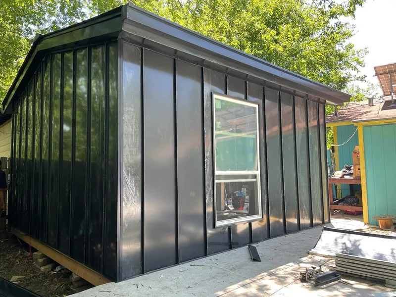 Black standing seam metal wall panels for Metal Roof Installation in Lathrop